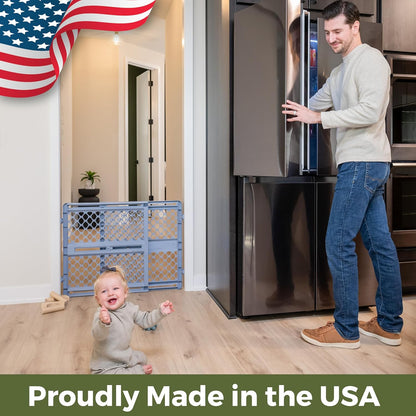 Toddleroo by North States - Renew 100% Recycled Plastic Baby Gate for Doorway; Sturdy for Indoor & Outdoor Use: Pressure Mounted, No Drill Gate; Made in USA; 26" to 42" Wide, 26" Tall; Pure White