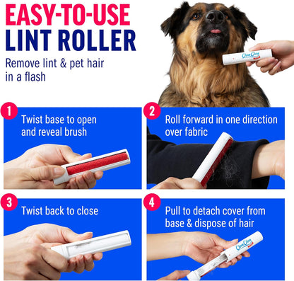 ChomChom Roller Reusable Lint Roller Pet Hair Removal Tool for Clothes, Couches, Cars,Travel - Cat Dog Hair Remover, Compact, No Sticky Refills Needed (Travel Roller)