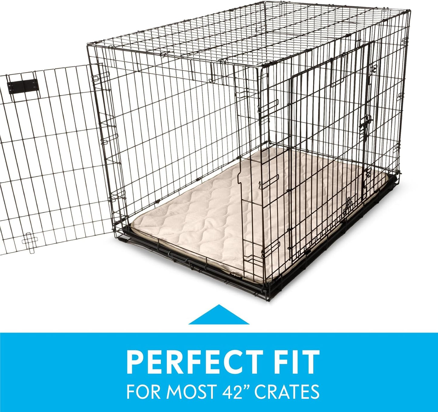 Paw Inspired Washable Padded Crate Mats for Dogs | 29” x 18” Pad, Fits 30-inch Kennels | Leakproof, Waterproof Bottom, Plush Pet Beds (Gray)