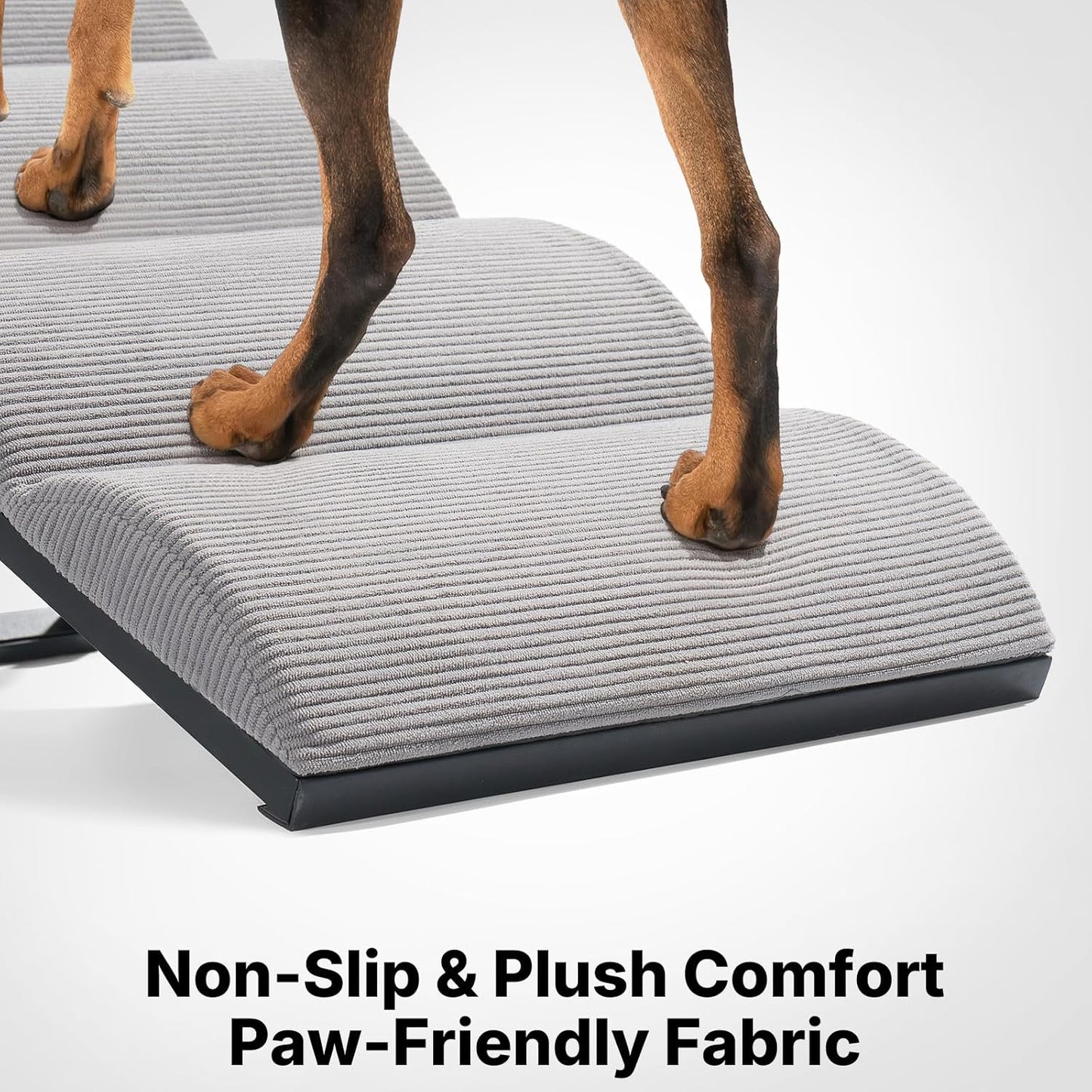 Veehoo Dog Ramp for Bed Couch Height Adjustable from 12" to 20", Foldable Stairs for Dogs to Get on Bed 17" Extra Wide, Portable Pet Doggie Steps Indoor with Non Slip Pad, Support up to 150 lbs