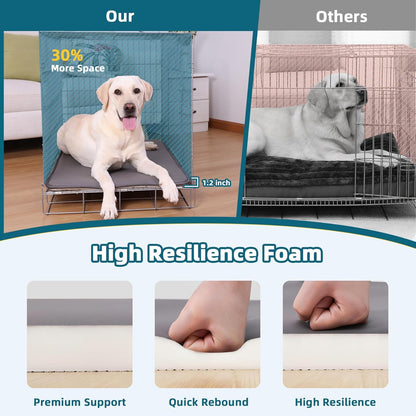 Dog Bed for Crate Pad High Resilience Foam Crate Pad Mat for Medium Large Dogs Washable Anti-Slip, Outdoor, 35" x 22",Dark Gray