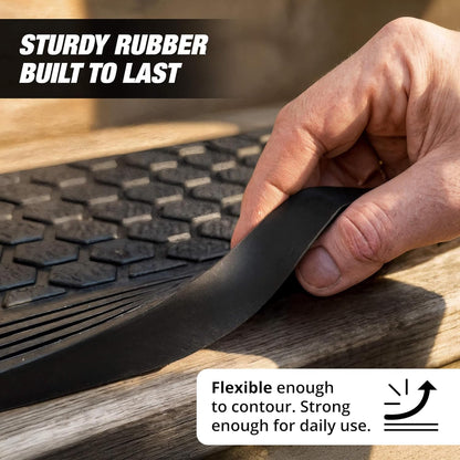 Rubber Stair Treads Outdoor 48"x10" 4-Pack - Heavy-Duty Outdoor Stair Treads Non-Slip Weather Resistant - Exterior Rubber Mats for Wooden Steps - Anti Slip Step Covers by Thunder Grip
