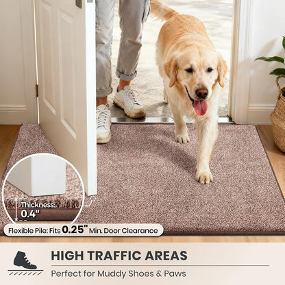 PURRUGS Dirt Trapping Door Mat 20" x 31.5", Non-Slip Machine Washable Entryway Rug, Dog Doormat, Indoor Front Door Mat, Super Absorbent Entry Rug for Muddy Shoes & Paws, Bluish Grey-Black