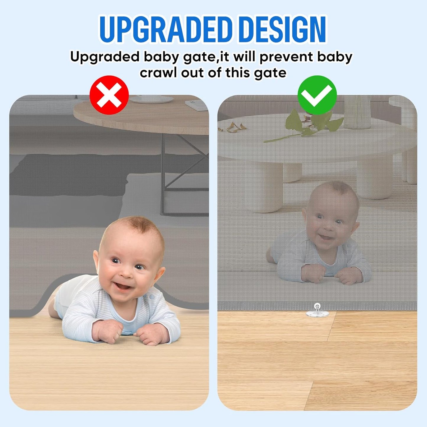 Upgraded Retractable Baby Gate, Extra Wide Safety Kids or Pets Gate, 33” Tall, Extends to 71” Wide, Mesh Safety Dog Gate for Stairs, Indoor, Outdoor, Doorways, Hallways(33”x71”, Black)