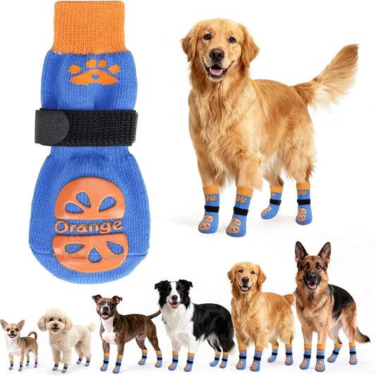BEAUTYZOO Anti Slip Dog Socks to Prevent Licking Paws, Dog Shoes for Cold Winter Snow, Double Sides Dog Boots & Paw Protectors Booties for Hardwood Floors with Grippers Large Medium Small Senior Dogs