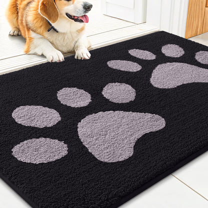 Smiry Dog Door Mat for Muddy Paws, Absorbs Moisture and Dirt, Low-Profile Entryway Mat with Non-Slip Backing, Entry Indoor Outdoor Doormat for Inside Floor (30x20 Inches, Grey, Striped)
