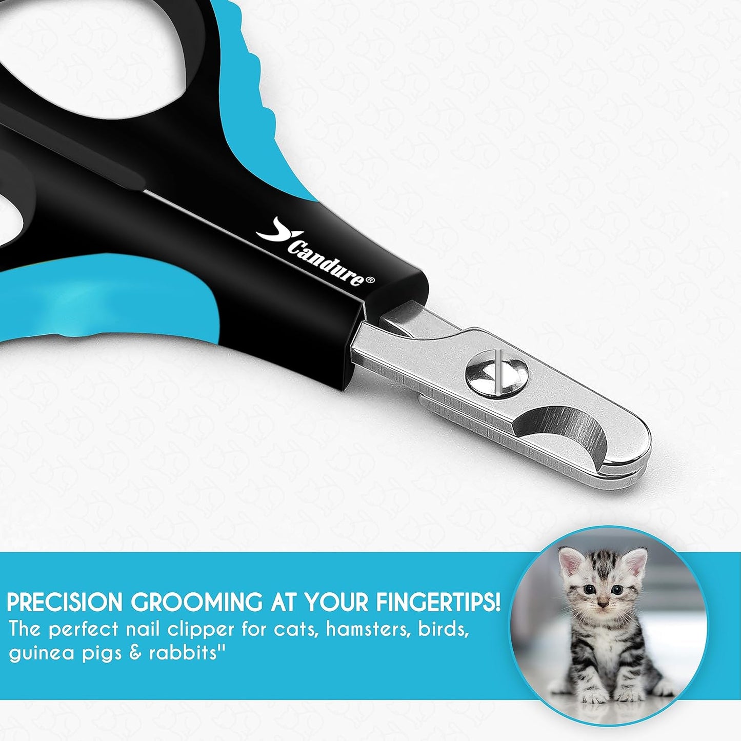 Candure Dog Nail Clippers Professional Pet Nail Clipper Suitable for Cats, Rabbits and Guinea Pigs - Safety Lock/Protective Guard to Avoid Over Cutting (Green, Medium to Small)