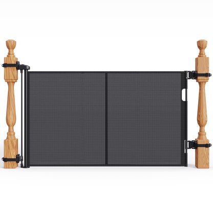 Upgraded Retractable Baby Gates for Stairs & Banister, Mesh Dog Gate Indoor, Extends to 55" Wide 33" Tall, Child Safety Gate for Stairway, Banister & Wall Mount (Gray)