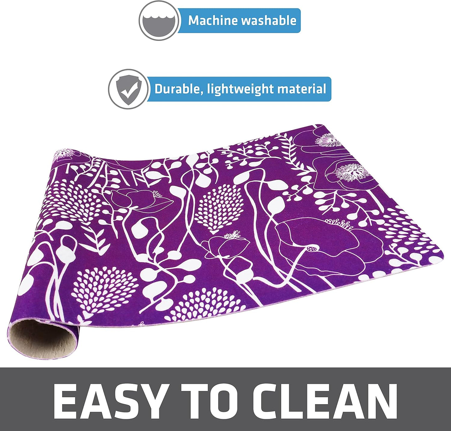 Drymate Pet Bowl Placemat, Dog & Cat Food Feeding Mat - Absorbent Fabric, Waterproof Backing, Slip-Resistant - Machine Washable/Durable (USA Made) (12” x 20”) (Indigo)