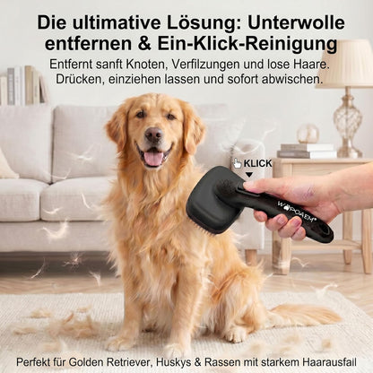 One-Button Self Cleaning Pet Brush for Dogs & Cats, Skin-Friendly Detangling & Shedding Tool for Long and Short Hair, Retractable Grooming Comb, Purple