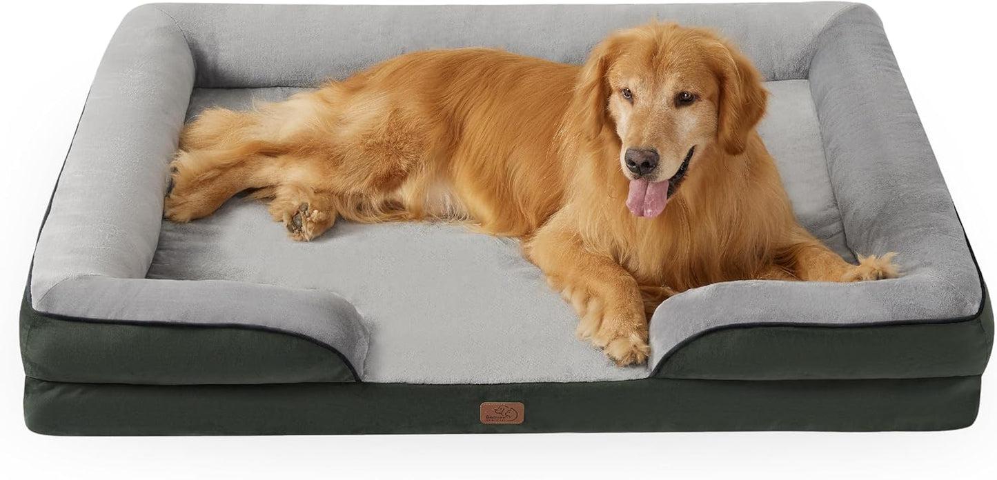Bedsure Orthopedic Dog Bed Medium Size Dogs - Washable Small Medium Dog Cat Bed Waterproof, Comfort Cats Couch Sofa with Washable Removable Cover, Pets Bed with Nonskid Bottom, Grey, 28"