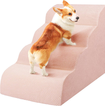 Dog Stairs for Small Dogs, 3 Tiers High Density Foam Dog Ramp, Extra Wide Non-Slip Pet Steps for High Beds Or Couch, Soft Foam Doggie Ladder for Dogs Injured, Older Pets, Small Cats