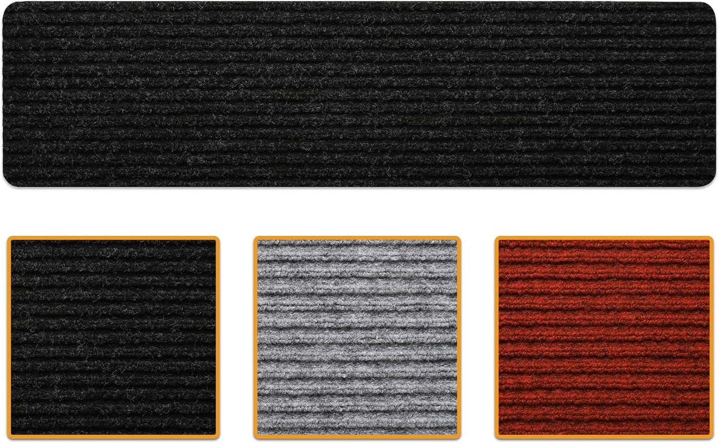 Ottomanson Outdoor Rubber Stair Treads – Ribbed Heavy-Duty Non-Slip Stair Mats – Best Grip on Concrete, Brick & Textured Step – Fastening Recommended for Wooden & RV Steps, Pack of 5