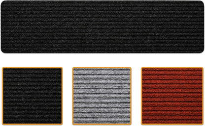 Ottomanson Outdoor Rubber Stair Treads – Ribbed Heavy-Duty Non-Slip Stair Mats – Best Grip on Concrete, Brick & Textured Step – Fastening Recommended for Wooden & RV Steps, Pack of 5