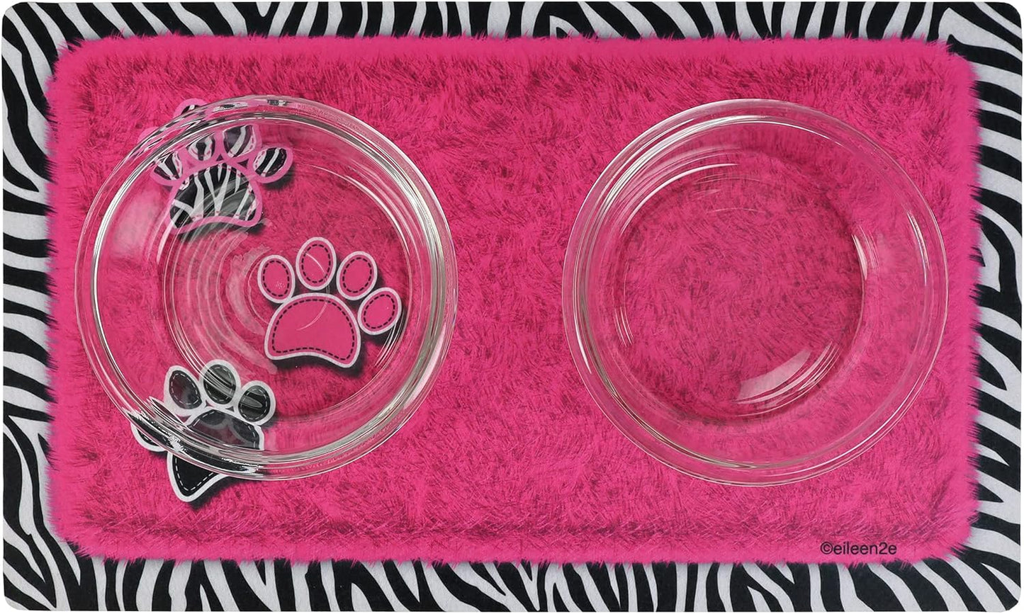 Drymate Pet Bowl Placemat, Dog & Cat Food Feeding Mat - Absorbent Fabric, Waterproof Backing, Slip-Resistant - Machine Washable/Durable (USA Made) (12” x 20”) (Indigo)