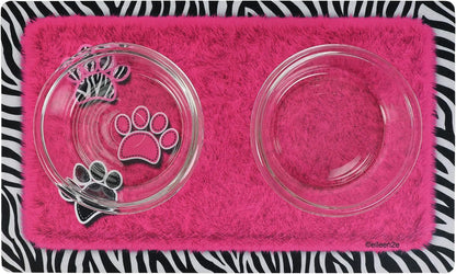 Drymate Pet Bowl Placemat, Dog & Cat Food Feeding Mat - Absorbent Fabric, Waterproof Backing, Slip-Resistant - Machine Washable/Durable (USA Made) (12” x 20”) (Indigo)