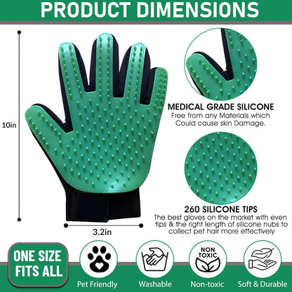 Upgrade Pet Grooming Gloves, Grooming Gloves for Dogs, Cats, Rabbits & Horses with Long and Short Hair, Efficient Pets Hair Remover Mittens - 1 Pair (Blue)