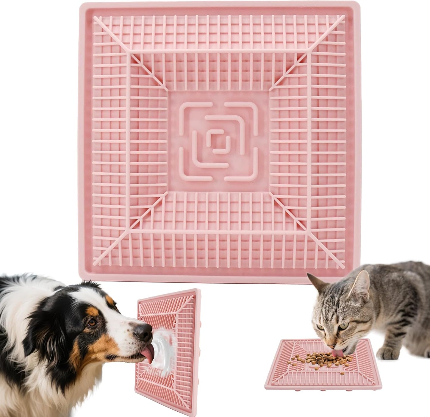 Lick Mat for Dogs and Cats, Slow Feeder Mats with Suction Cups - Bathing, Grooming and Training, Anxiety Relief Feeding Pad,Dishwasher-Safe Yellow