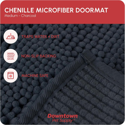 My Doggy Place Dog Mud Mat, 36"x26" Ash – Thick Microfiber Entry Rug for Snow, Mud & Salt – Absorbent, Quick-Dry, Washer-Safe & Non-Slip, Large