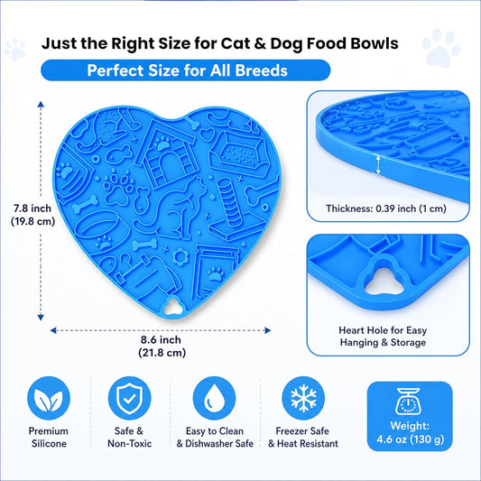 Cat & Dog Slow Feeder Puzzle Toy — Interactive Cat Puzzle Feeder Bowl, Dog Puzzle Feeder, Dog Lick Mat, Mental Stimulation Toy for Indoor Cats & Dogs, Anti-Gulp, Fun & Durable Heart Shape(Pink)