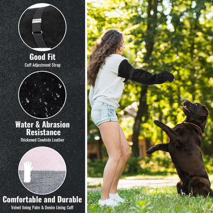 Heavy Duty Animal Handling Gloves - Cat Gloves Bite Proof, Ideal for Dog Training, Falconry, Welding, Gardening - 21.6 inch Grey Black