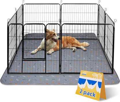 Sunheir Washable Pee Pads for Dogs Large 48" x 48" 2-Pack Reusable Puppy Pads Pet Training Pads, Absorb Dog Mats, Whelping Pad, Non-Slip Protects Against Urine Leakage (Leaves - Deep Grey, 48x48)