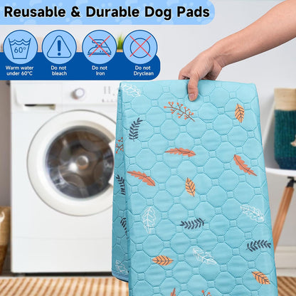 Sunheir Washable Pee Pads for Dogs Large 48" x 48" 2-Pack Reusable Puppy Pads Pet Training Pads, Absorb Dog Mats, Whelping Pad, Non-Slip Protects Against Urine Leakage (Leaves - Deep Grey, 48x48)