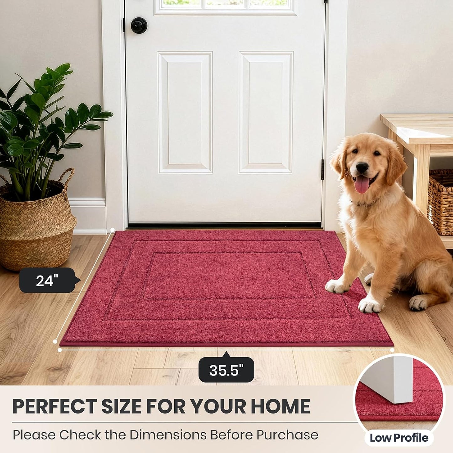 PURRUGS Dirt Trapping Door Mat 32" x 47", Non-Slip/Skid Machine Washable Entryway Rug, Dog Doormat, Super Absorbent Welcome Mat for Muddy Wet Shoes and Paws, Grayish Brown