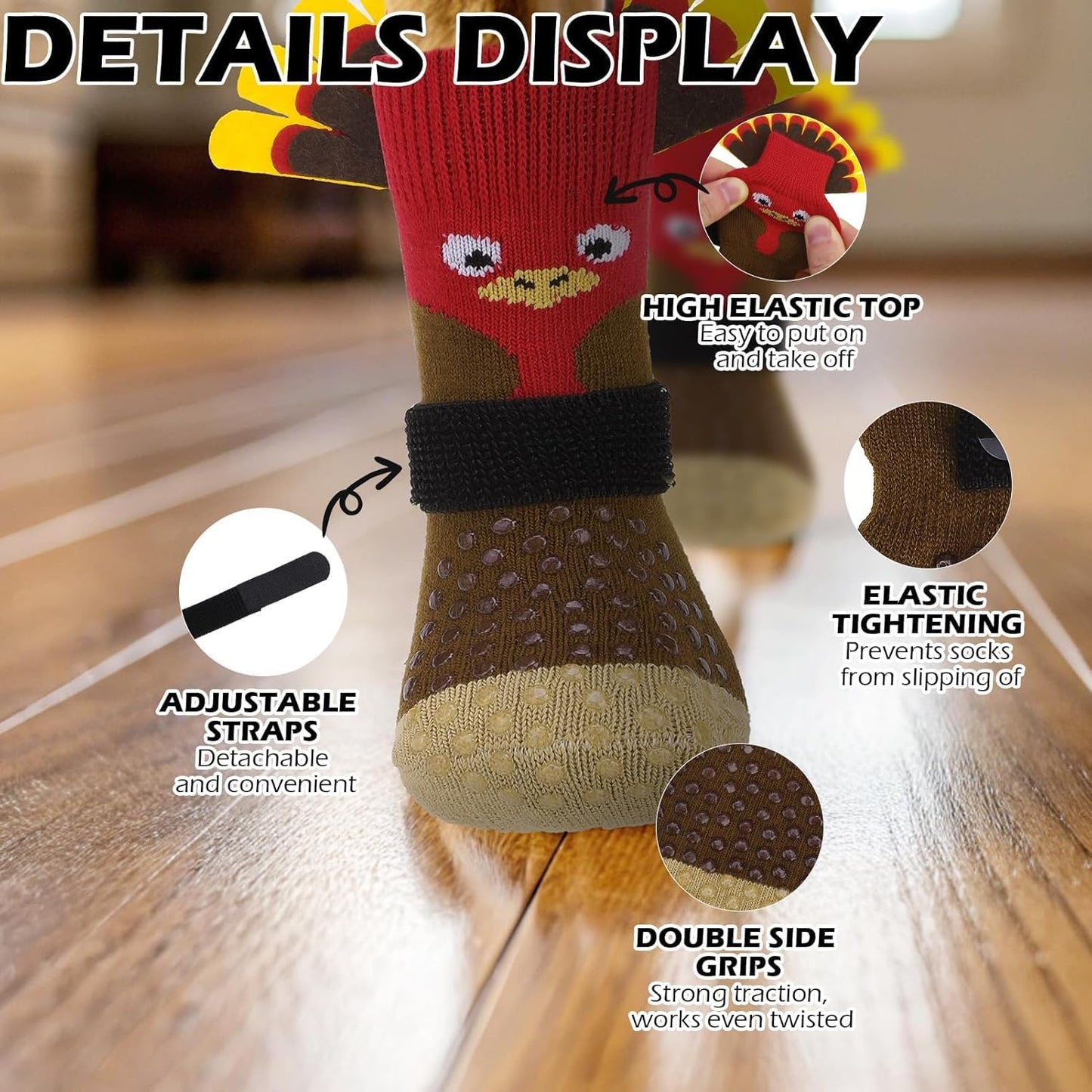 EXPAWLORER Anti Slip Dog Socks to Prevent Licking Paws, Dog Shoes for Hot Pavement, Dog Booties for Small Medium Large Senior Dogs, Traction Control Boots & Paw Protectors for Hardwood Floors