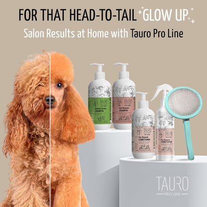 Tauro Pro Line Slicker Brush for Dogs & Cats, Deshedding, Dematting & Detangling Grooming Tool for Medium to Long Coats, Ideal for Doodles & Poodles, Flexible Cushion, Purple, Medium Size (M)