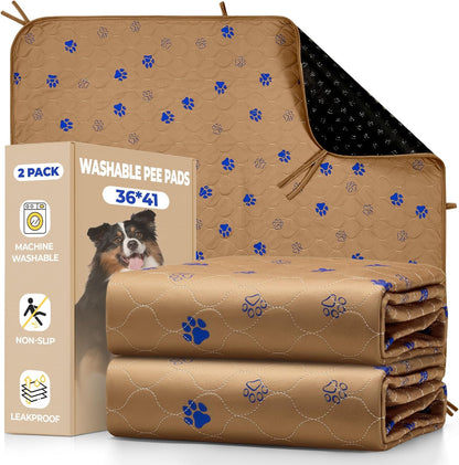 Fostanfly Washable Pee Pads for Dogs, 2 Pack Large 36"x41" Ultra-Absorbent and Leak-Proof Non-Slip Reusable Potty Training Pads for Dogs, Cats, Puppy, Potty Training of Add 8 Lanyards