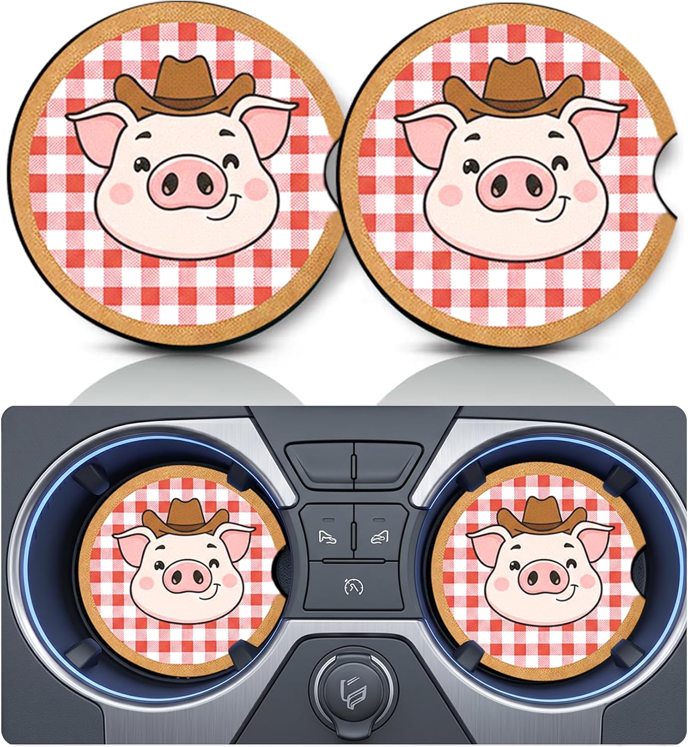 2PCS Dog Paw Print Car Cup Holder Coasters, Cars Coasters for Cup Holders, Anti Slip Rubber Mat with Finger Slot, Dogs Car Accessories Interior Decor, Dog Lover Gifts for Women, Men