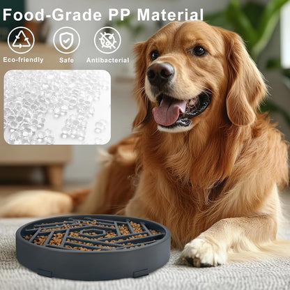 TOBYTO Slow Feeder Dog Bowls Large Medium Breed,Anti-Choking Slow Eating Dog Food Bowl,Non Slip Pet Slower Food Feeding Bowls Large Puzzle Slow Feeder Bloat Stop Maze Dog Dishes,Black