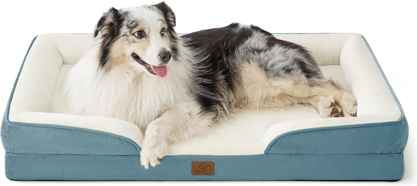 Bedsure Orthopedic Dog Bed Medium Size Dogs - Washable Small Medium Dog Cat Bed Waterproof, Comfort Cats Couch Sofa with Washable Removable Cover, Pets Bed with Nonskid Bottom, Grey, 28"