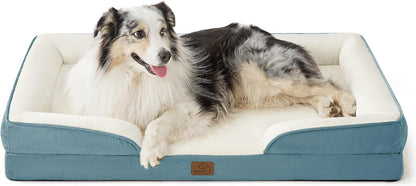 Bedsure Orthopedic Dog Bed Medium Size Dogs - Washable Small Medium Dog Cat Bed Waterproof, Comfort Cats Couch Sofa with Washable Removable Cover, Pets Bed with Nonskid Bottom, Grey, 28"