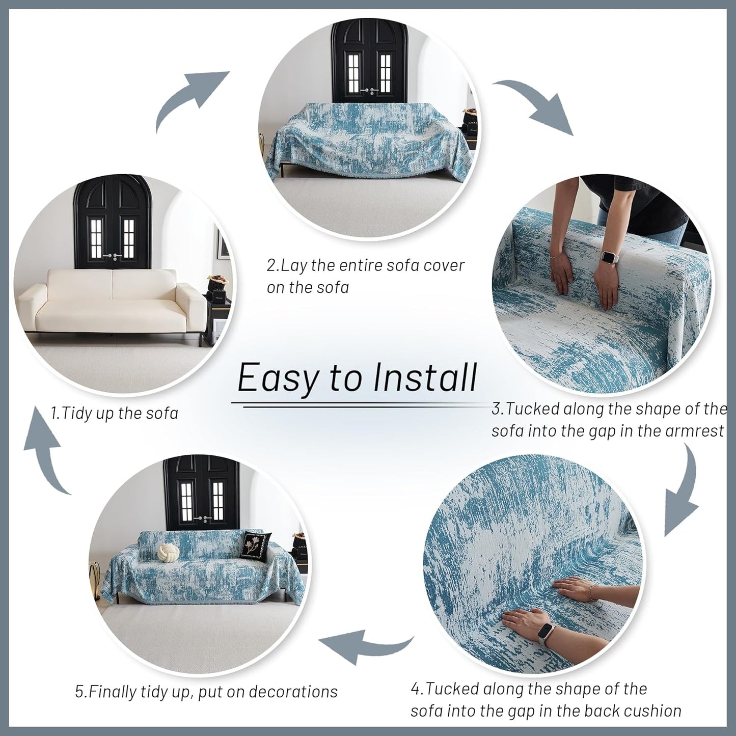 MYSKY HOME Couch Cover for Dogs, Washable Couch Covers, Non Slip Sofa Cover, Couch Cover 2 Cushion Sofa Dogs Furniture Protector with Tassels, Chenille Sofa Slipcover for Pets, 71"x118", Dark Grey