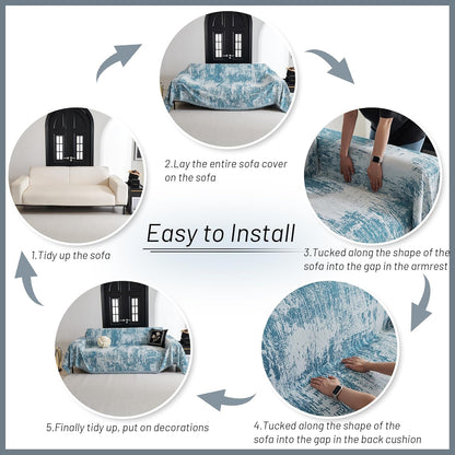 MYSKY HOME Couch Cover for Dogs, Washable Couch Covers, Non Slip Sofa Cover, Couch Cover 2 Cushion Sofa Dogs Furniture Protector with Tassels, Chenille Sofa Slipcover for Pets, 71"x118", Dark Grey