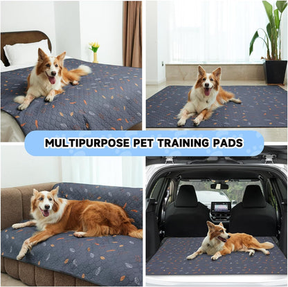 Sunheir Washable Pee Pads for Dogs Large 48" x 48" 2-Pack Reusable Puppy Pads Pet Training Pads, Absorb Dog Mats, Whelping Pad, Non-Slip Protects Against Urine Leakage (Leaves - Deep Grey, 48x48)