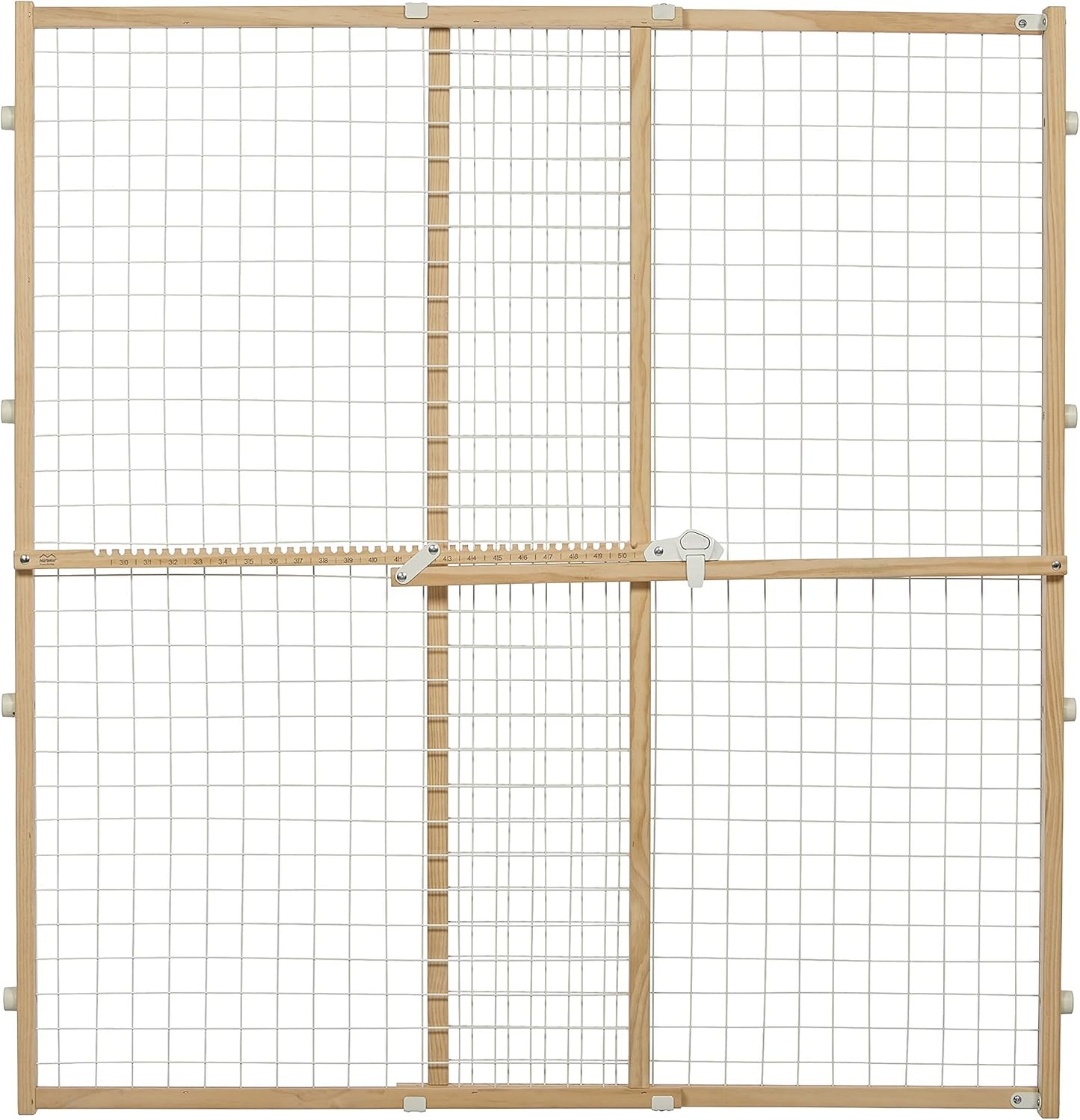 MidWest Homes for Pets Wire Mesh Pet Safety Gate, Dog Gate Expands From 29 - 50 Inches Wide, 32 Inches Tall, Wood, Powder Coated Wire