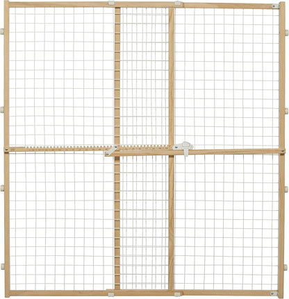 MidWest Homes for Pets Wire Mesh Pet Safety Gate, Dog Gate Expands From 29 - 50 Inches Wide, 32 Inches Tall, Wood, Powder Coated Wire