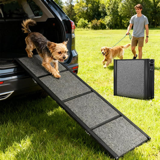 67" x 20" Dog Ramp for Car, Folding Pet Stair Ramps for Truck, SUV, Portable Pet Steps Load-Bearing 200LBS with Non-Slip Surface