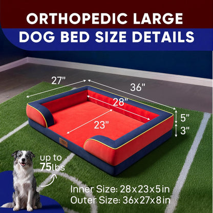 Comfort Expression Orthopedic Dog Bed for Extra Large Dogs 42x30 Inch, Waterproof Egg Crate Foam XL Pet Bed with Removable Bolsters, Dog Couch with Washable Cover & Non-Slip Bottom, Grey - Colors A