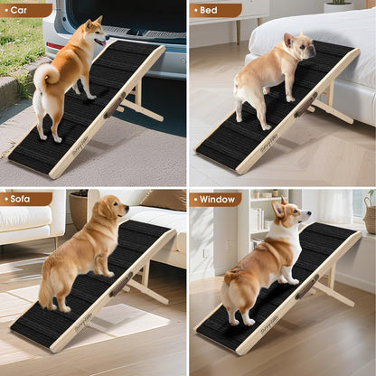 2026 Upgraded Dog Ramp for Couch - Foldable Small Dog Ramp for Bed - 4 Adjustable Height from 12" to 20" - Portable Pet Stairs with Non-Slip Pad - Pet Ramps Use for Low Bed Couch Steps Up to 60LBS