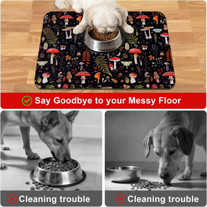 Dog Food Mats for Floors Waterproof Mat for Cat Food and Water Bowls - Absorbent Quick Dry Non Slip Mat for Pet Feeding