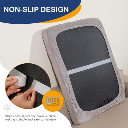 Sunsleek Dog Bed Covers Replacement Washable, Waterproof Dog Sofa Cover Ultra Soft Plush, Quilted, Pet Bed Cover for Cat, Cover Only (Grey, 35.0" L x 23.0" W x 6.5" Th)