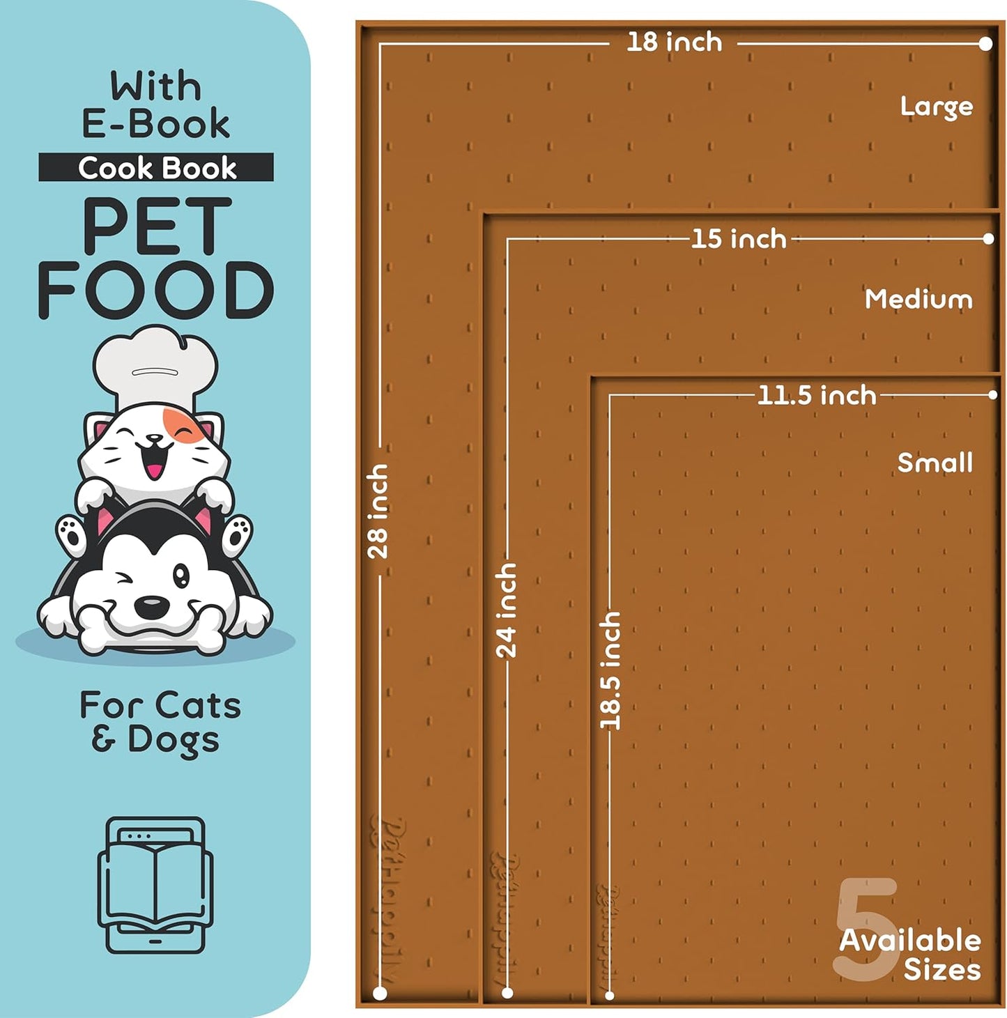 Dog Food Mat - Raised Edges Dogs Mat for Food and Water Prevent Spill, Waterproof Cat Food Mats Protect Floors, Easy Clean Dog Bowl Mats for Food and Water, Silicone Pet Feeding Placemats