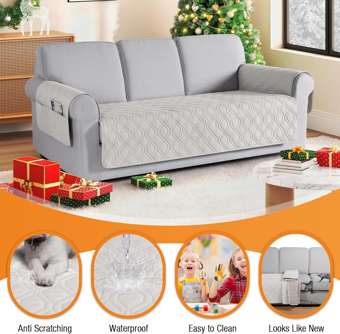 VANSOFY Couch Cover, Waterproof Sofa Covers Washable Slipcover Furniture Protector Couch Seat Covers Non-Slip Couch Cover for Dogs, Pets(Sofa, Dark Gray)