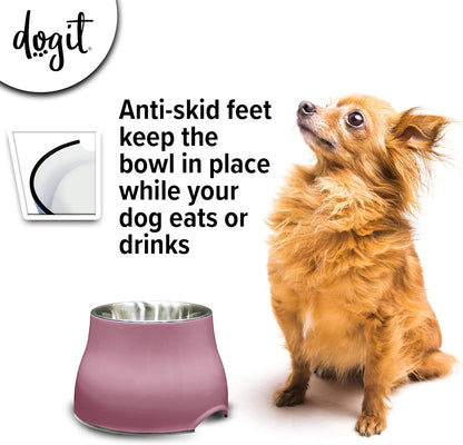 Dogit Elevated Dog Bowl, Stainless Steel Dog Food and Water Bowl for Large Dogs, White, 73753