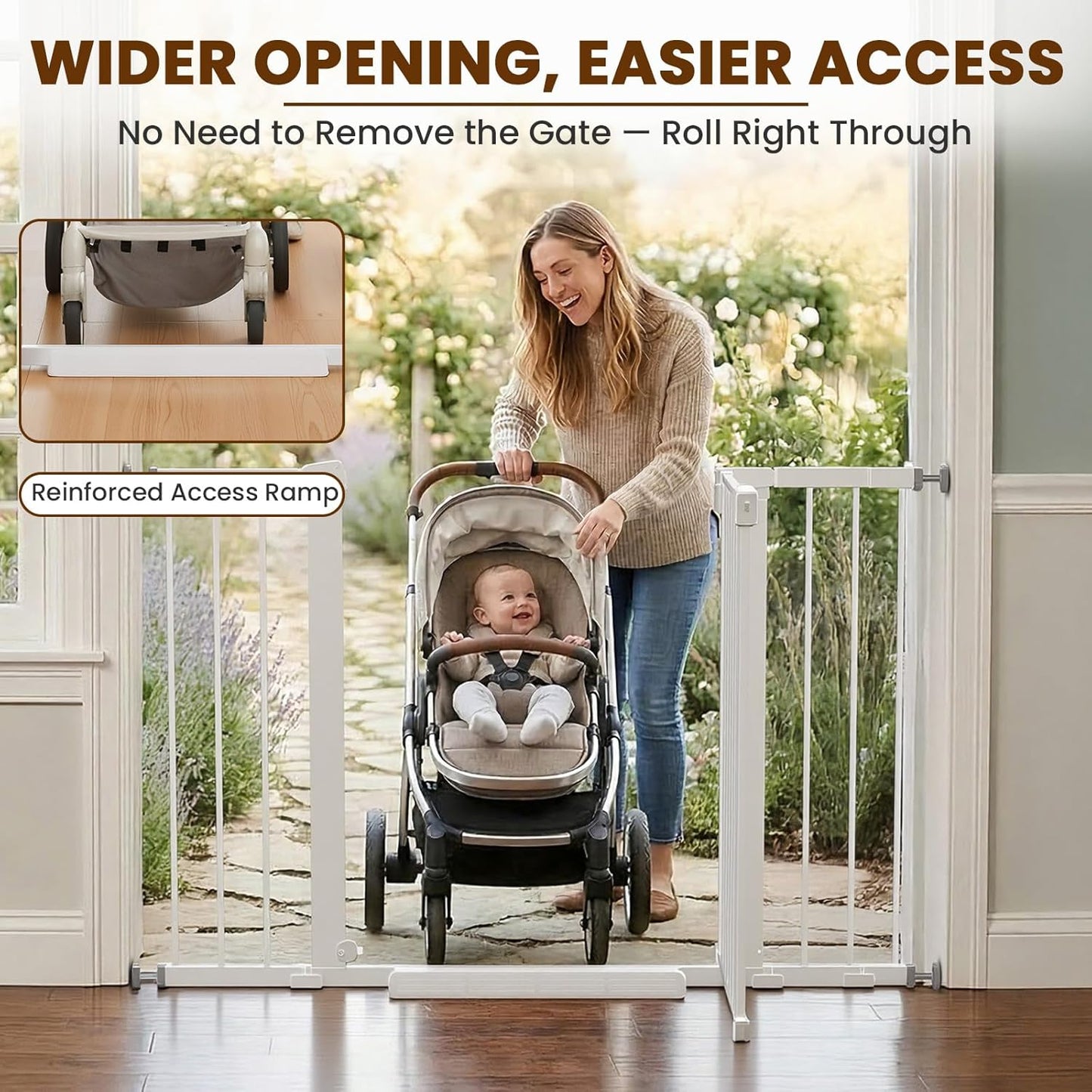 Mumeasy 36" High Extra Tall Dog Gate, 29.6"-40.5" Wide Pressure Mounted Tall Baby Gate for Dog, Auto Close Pet Gate with Door for Stairs,Doorways,House,Black
