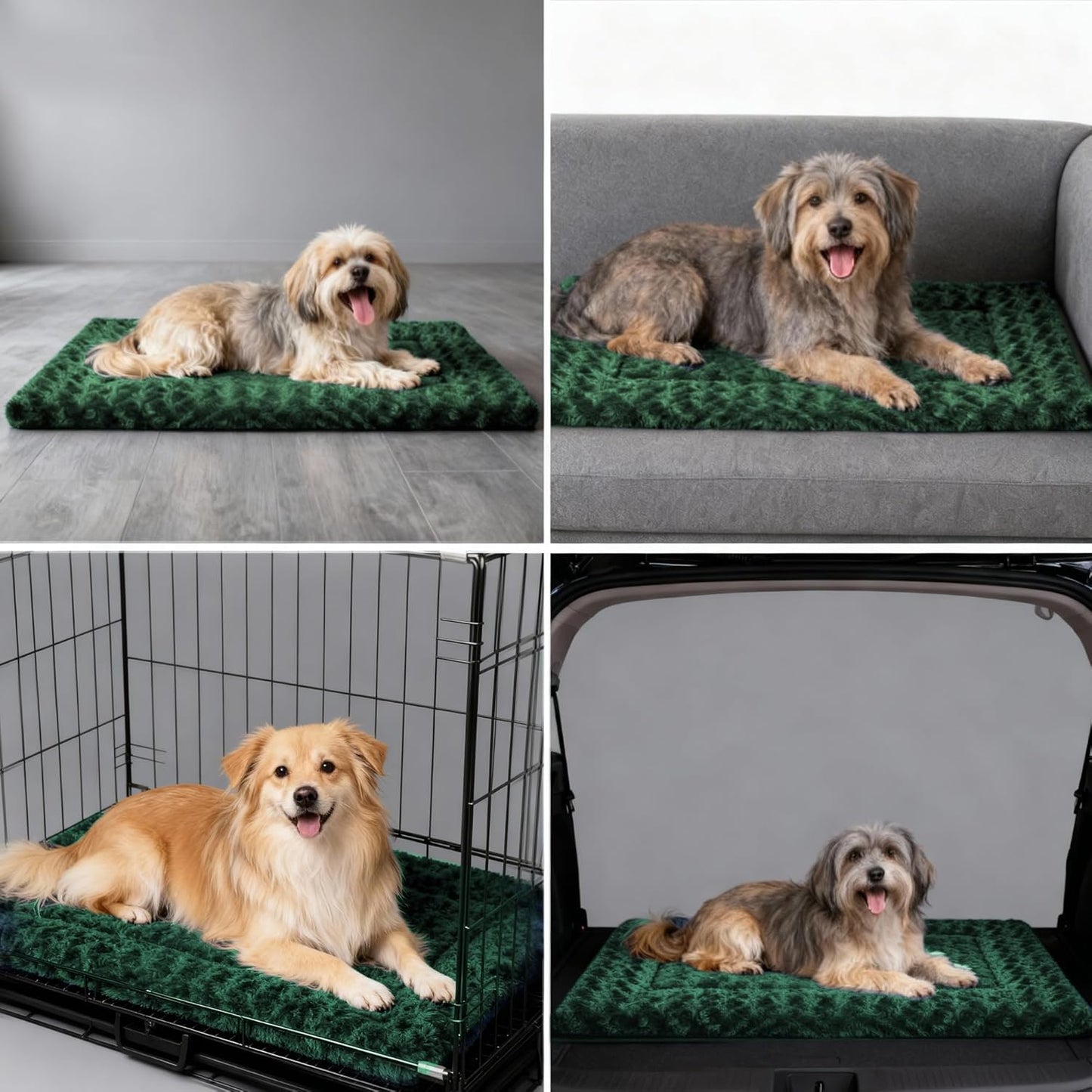 Dog Bed Mat, Reversible Crate Pad & Cute Dog Bed - Machine Washable Kennel Mat with Ultra Soft for Small Dogs (Cool/Warm), 24" x 18", Grey&Star